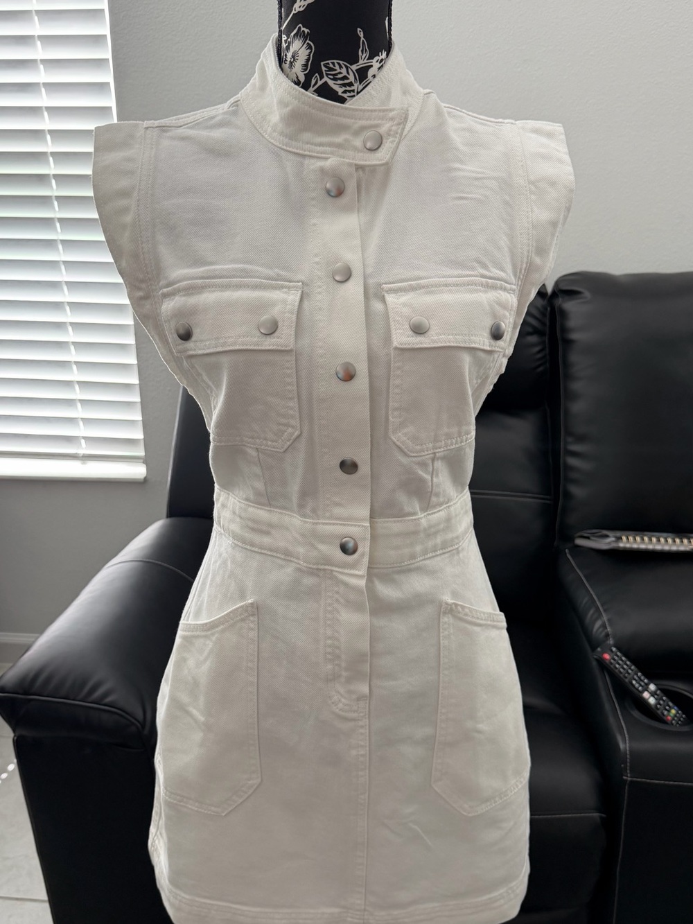 Express White Crewneck Dress with Branded Label